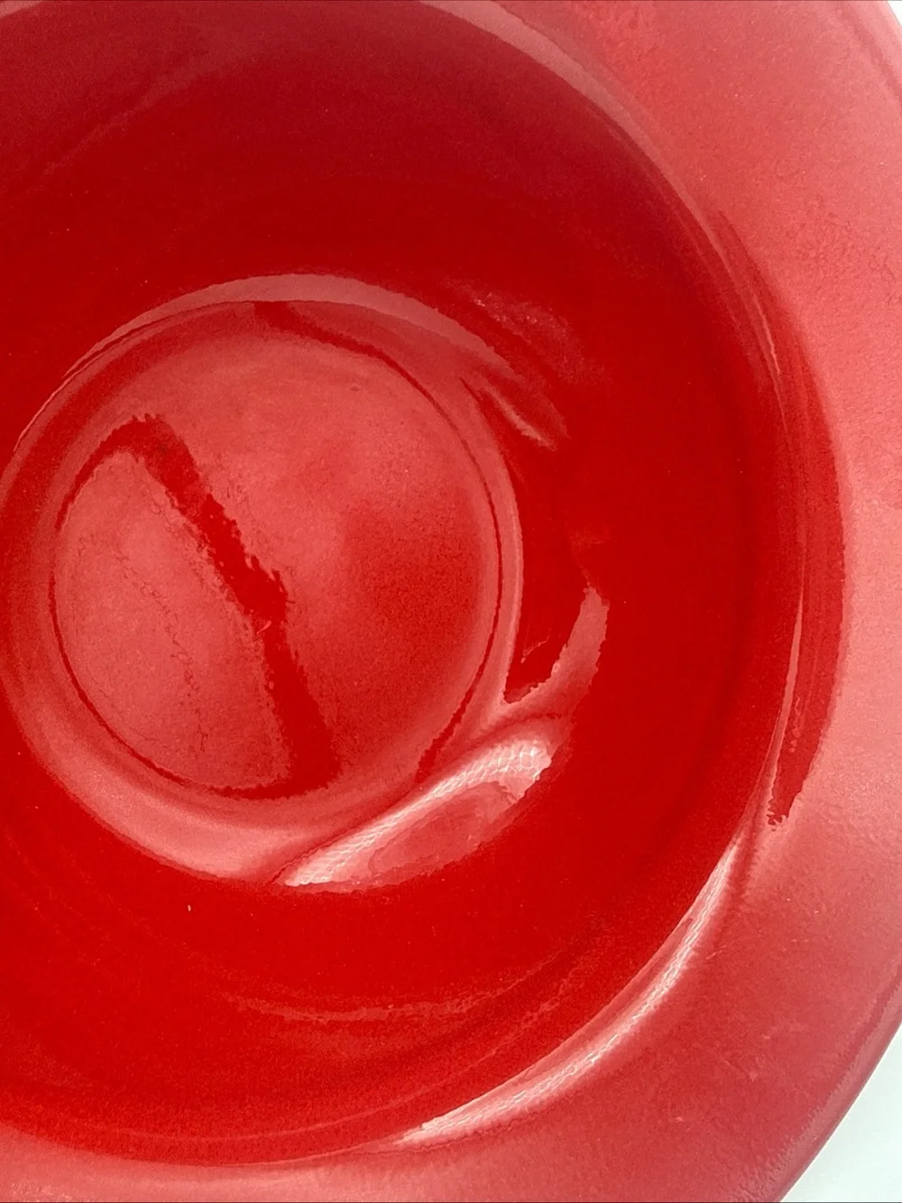 Earthenware Exclusively For Pier 1 Red Rimmed Salad Serving Bowl 10”x 5” Spain